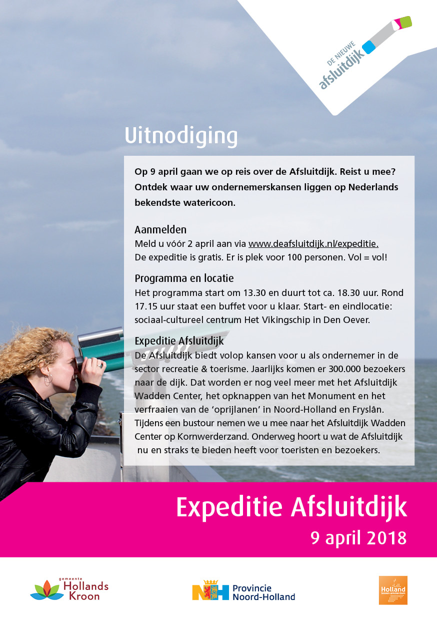 Reminder Uitnodiging Expeditie Afsluitdijk 9 april