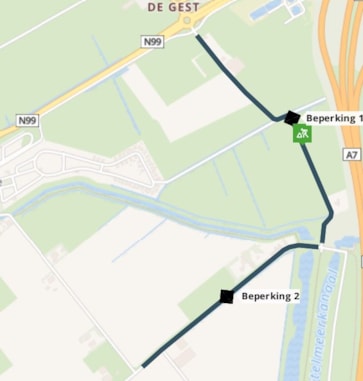 Wegafsluiting Zuid-Gesterweg en Nieuwlanderwg
