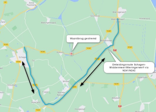 omleidingsroute Waardbrug