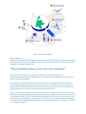 Uitnodiging presentatie rapport 'Noord-Holland Noord, een tuin van innovatie 1