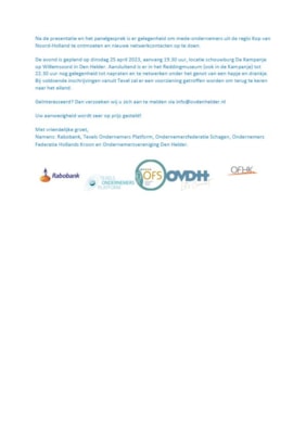 Uitnodiging presentatie rapport 'Noord-Holland Noord, een tuin van innovatie 2