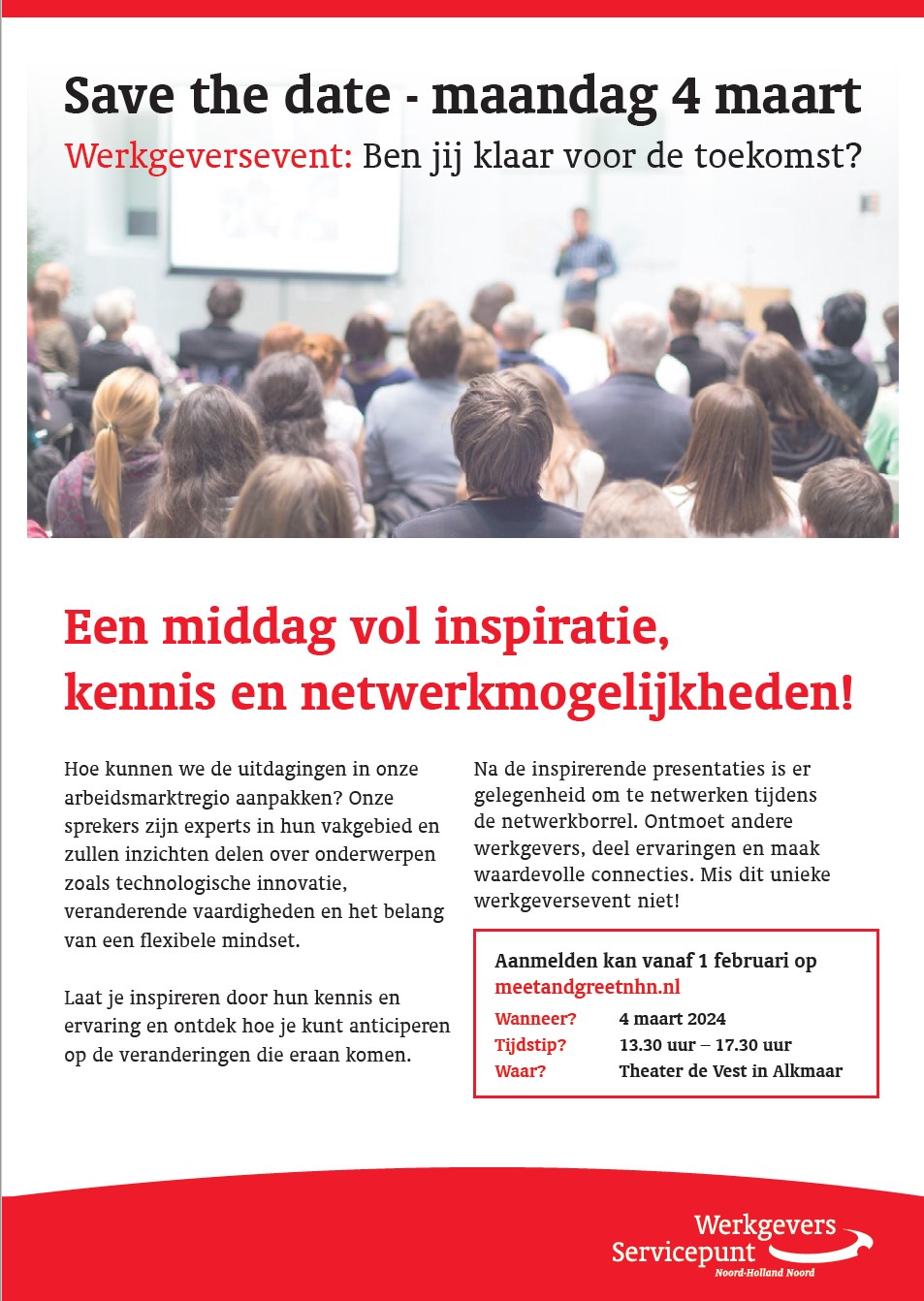 Save the date: Werkgeversevent 4 maart 2024