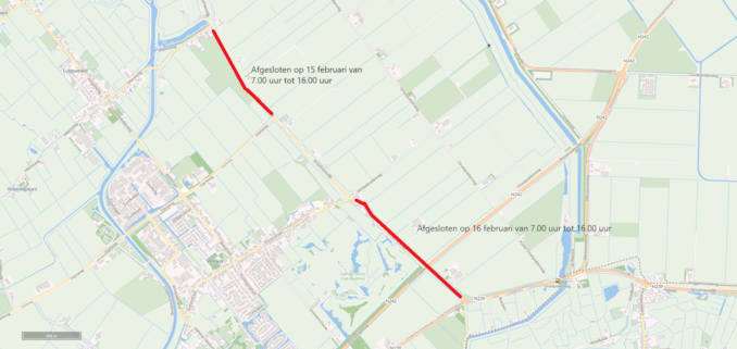 Overzicht afsluitingen West Friesedijk