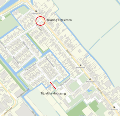 Doorgang tijdens afsluiting Bosstraat