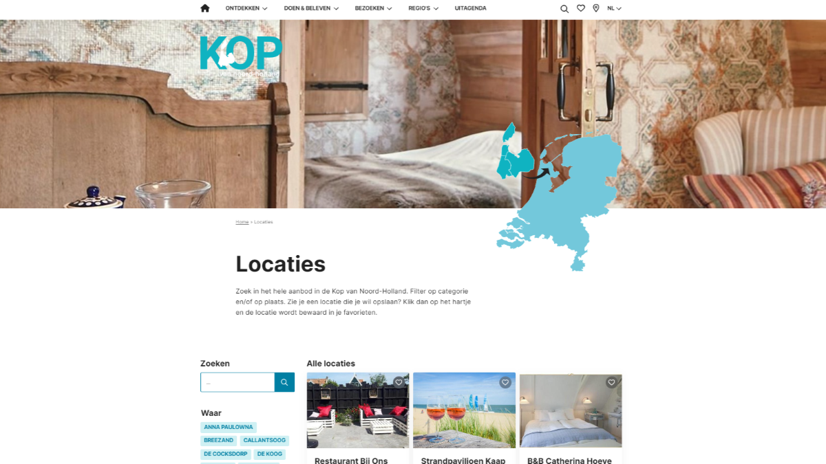Uw locatie op visitkopvanholland.nl