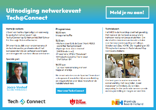 Uitnodiging Tech@Connect op 12 februari bij Olof Schuur