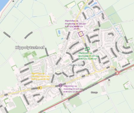 Overzicht afsluitingen Hippolytushoef