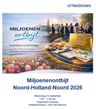 Uitnodiging Miljoenenontbijt Noord-Holland-Noord 2026